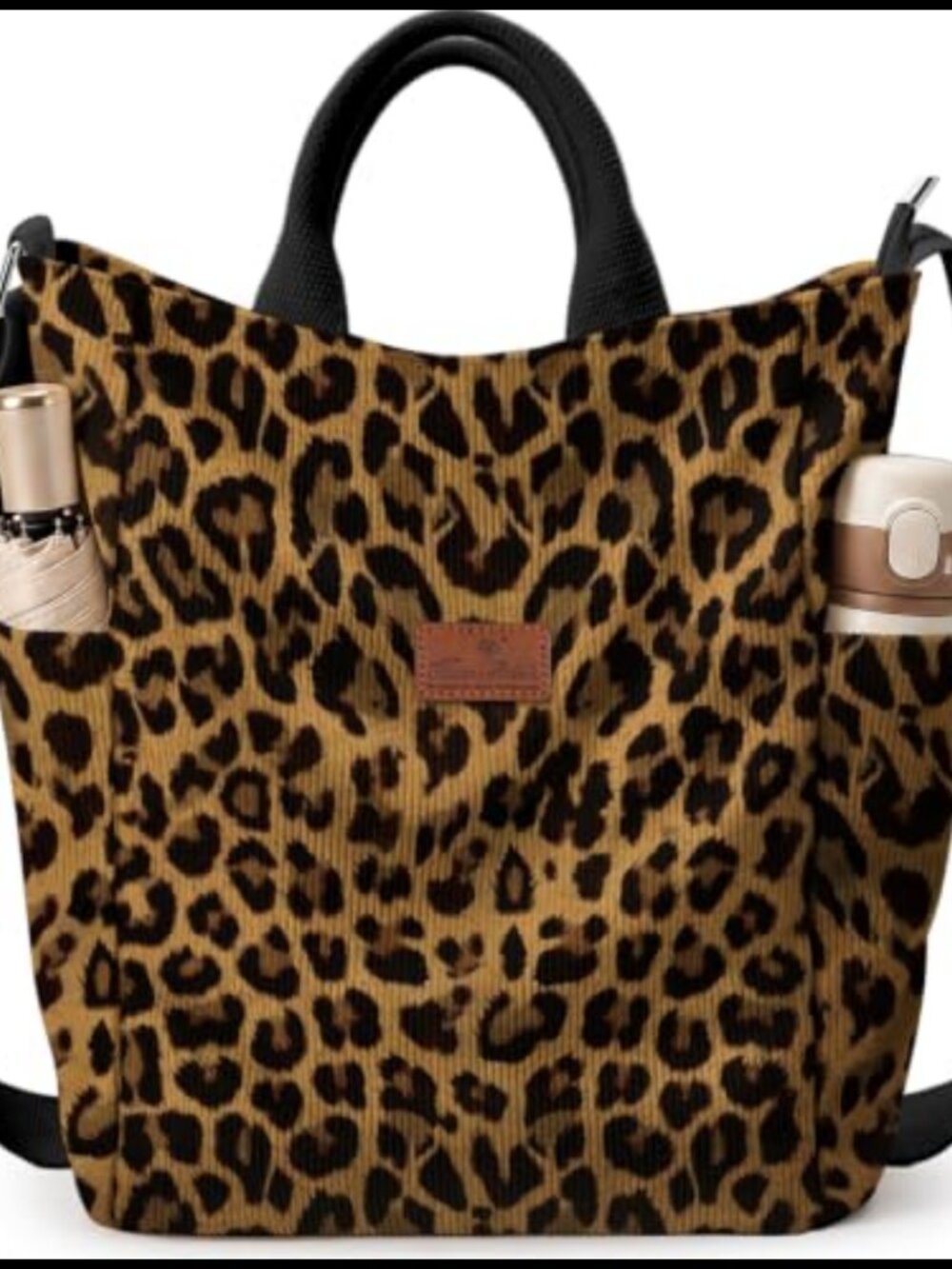 Corduroy Crossbody Tote Bag Large Vertical Trapezoid Shoulder Bag Zip Top